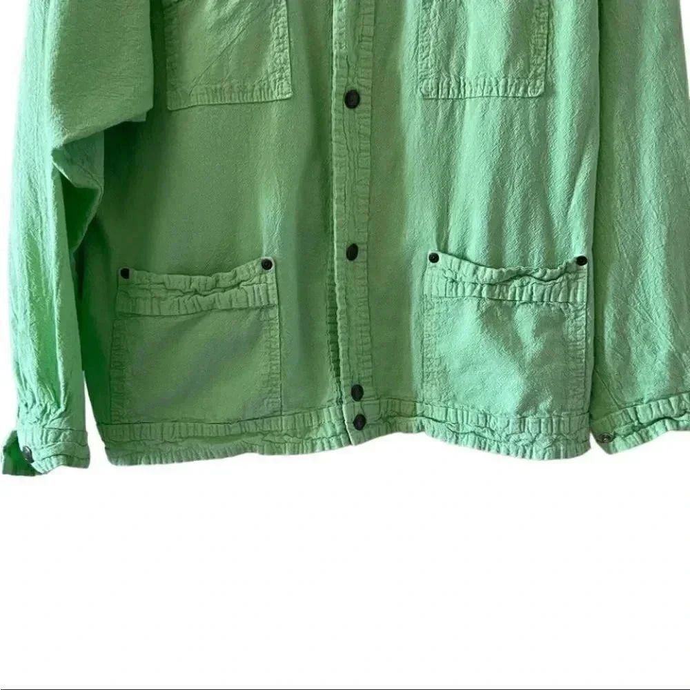 Honey Komb Vintage Kelly Lime Green Perma Shrunk Ezze Wear Cotton S/P - Picture 8 of 12